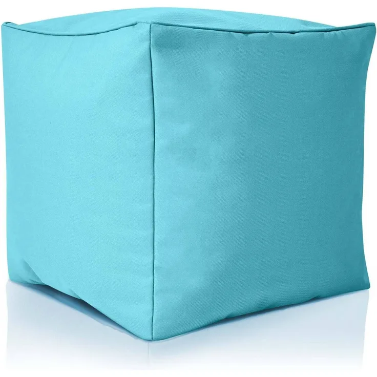Green Bean© Outdor Pouf-Hocker 40 x 40 x 40 cm mit EPS-Perlen Füllung - Erweiterung & Addon für Sitzsäcke: Fußhocker Fußkissen - Bodenkissen Kinder & Erwachsene - Fußablage Sitzkissen Aquamarin