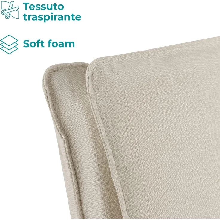 Baroni Home Schaukelstuhl mit Armlehnen aus Holz, ergonomischer Schaukelsessel mit Kopfstütze, 5-Höhen Fußstütze, bis 150 kg, Schlaf- und Wohnzimmer, Beige, 82 x 67 x 98 cm – Bild 6