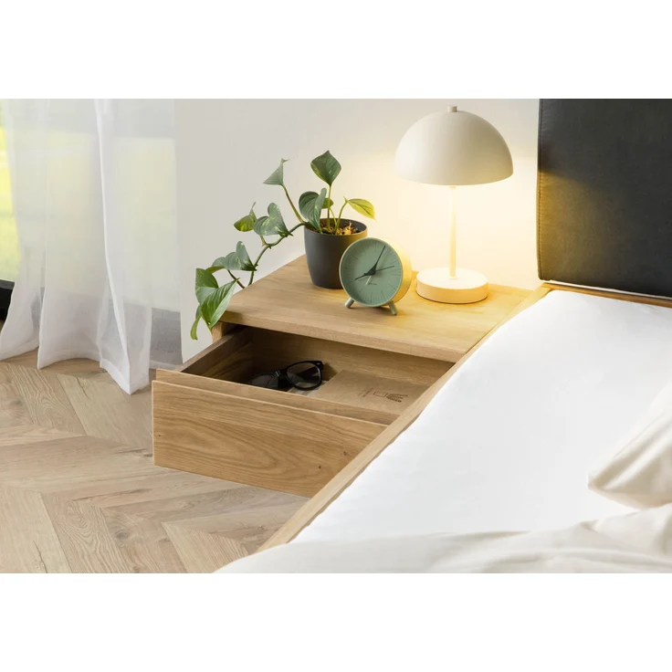 Bett mit Nachttisch links Fichte 160x200x85 natur gebeizt / geölt, Kopfteil anthrazit FICHTELBERG #54 – Bild 4
