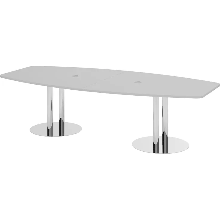 bümö® Konferenztisch rund oval 280x130 cm in Grau | Besprechungstisch mit Chromsäulen | hochwertiger Meetingtisch