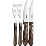 Tramontina 29899-163 Jumbo Steakbesteck, 4 teiliges Set, Edelstahl AISI 420, Kiefernholz