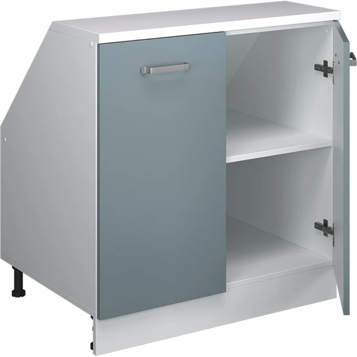 Küchenschrank für Dachschrägen R-Line Blau-Grau 80 cm mit 2 Türen, Schrankkorpus 60 cm Tiefe Vicco – Bild 3