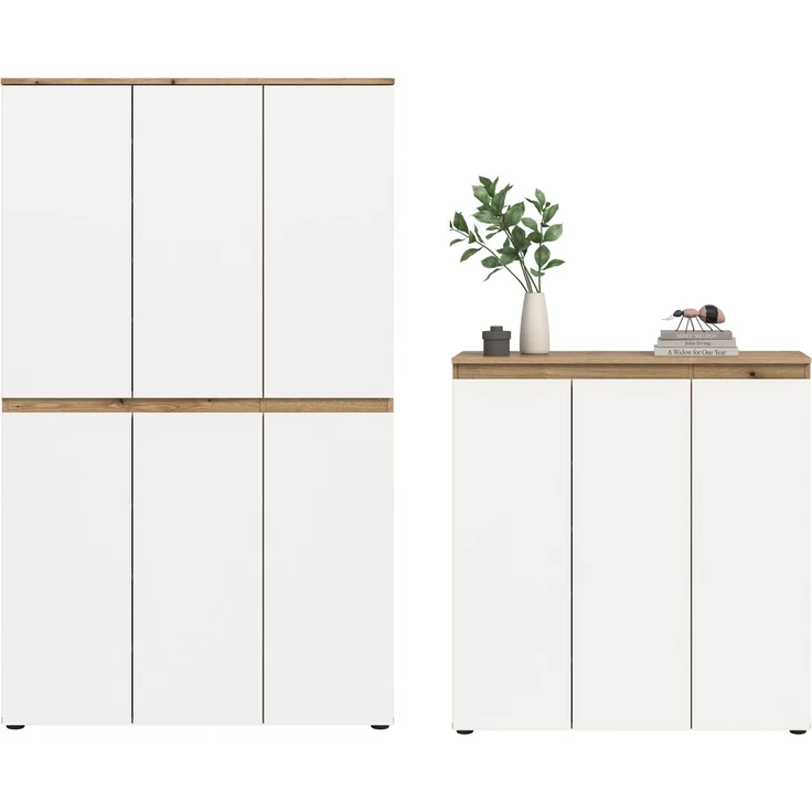 Universalschrank (B/H/T: 235x175x37 cm) in Evoke Oak Nachbildung und weiß – Bild 2