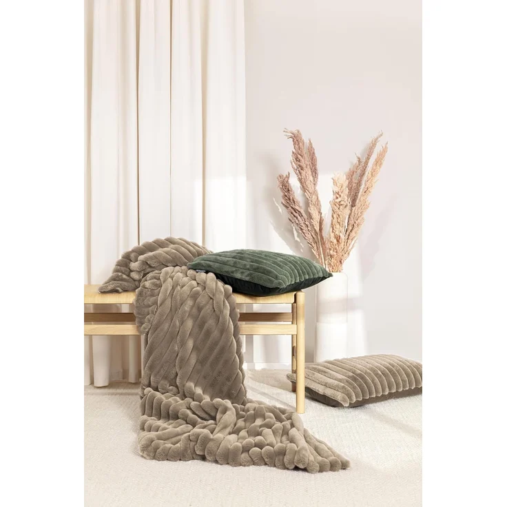 Felldecke Kuscheldecke Flauschdecke Plaid Webpelz 140x200 cm Raya taupe sand – Bild 2