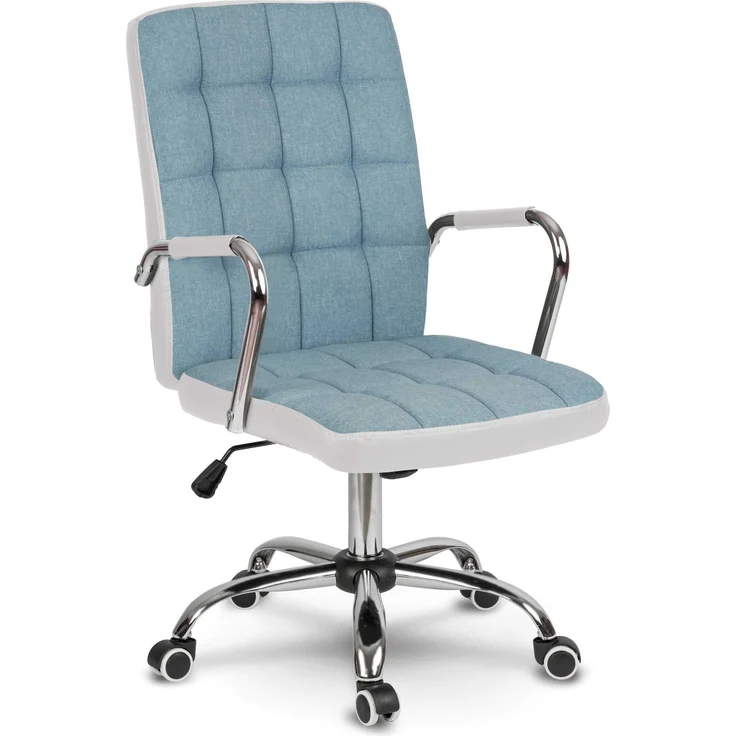 Sofotel Schreibtischstuhl Bürostuhl Drehstuhl Höhenverstellbar Armlehnen Stuhl Arbeitszimmer Doppelte Gummierte Rollen Benton Grau Blau