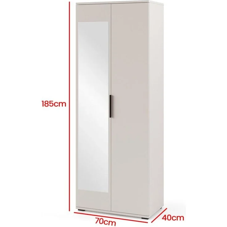Eckschrank Napoli Version 9, Kleiderschrank mit Spiegel, Cashmere, 185 x 140 x 140 cm – Bild 3