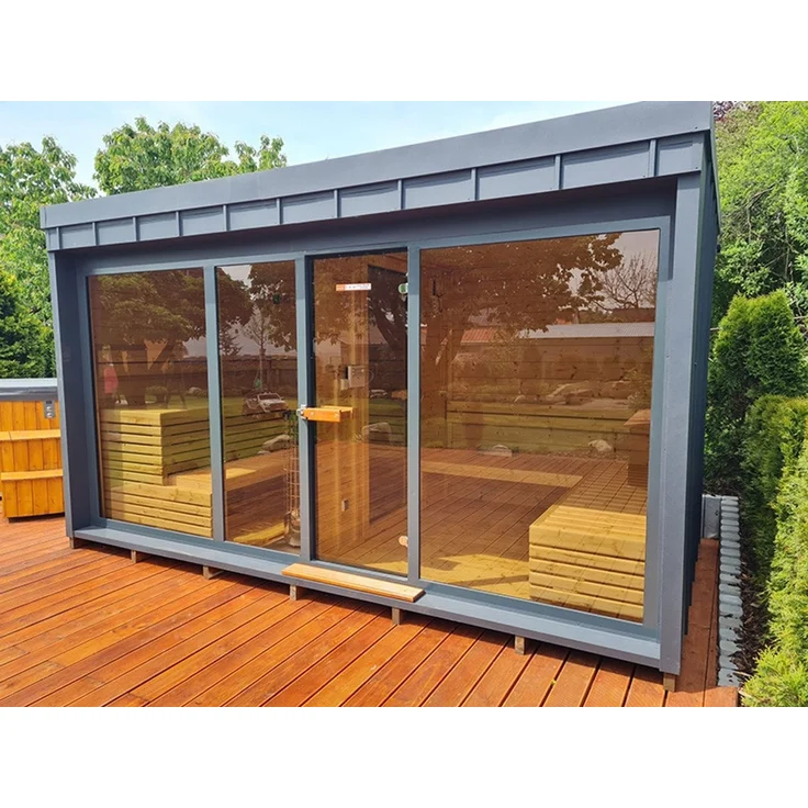 GardenAndPools Garten Sauna Rombek, hochwertige Skelettbauweise, Platz für ca. 4–6 Personen (sitzend) oder 2 Personen (liegend), 400 × 200 × 215 cm – Bild 1