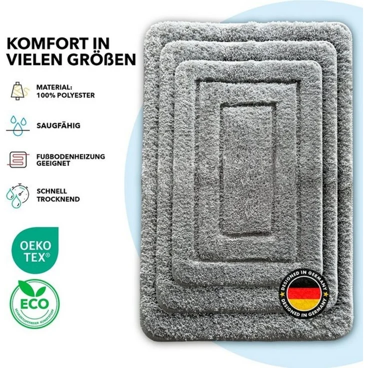 Karat Badematte Atlantis, Rutschhemmende Rückseite, Reckteckig, Polyester, In verschiedenen Farben & Größen – Bild 4