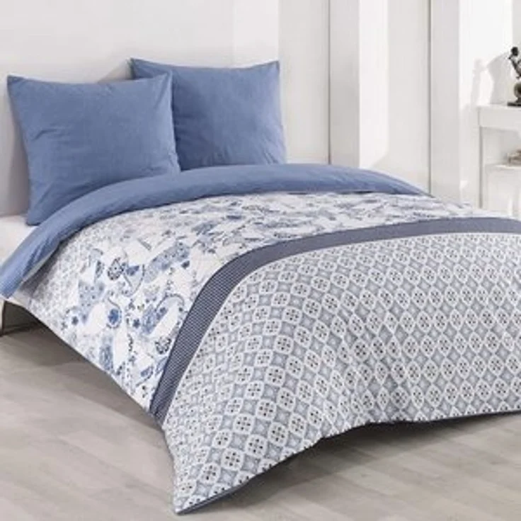 Buymax Bettwäsche Wendebettwäsche, Bettbezug-Set, 100% Baumwolle Renforce, 2 teilig, 135x200 cm, Reißverschluss, hochwertig, Blau, Weiß – Bild 6