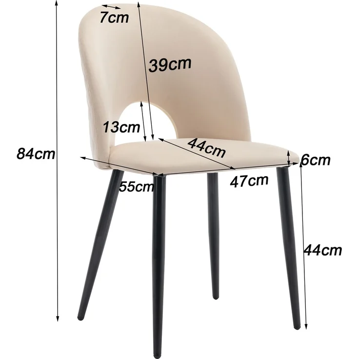 Essgruppe,(Set,140×80cm Esstisch mit 4 Stühlen), Moderner Küchentisch Set , Samt Esszimmerstuhl Mit Diamantmuster,Verstellbare Stuhlbeine,Beige Samt,MDF Tischplatte in Grau,Schwarz Tischbeine--Beige--96x69x18.5cm--YOUDENOVA – Bild 7