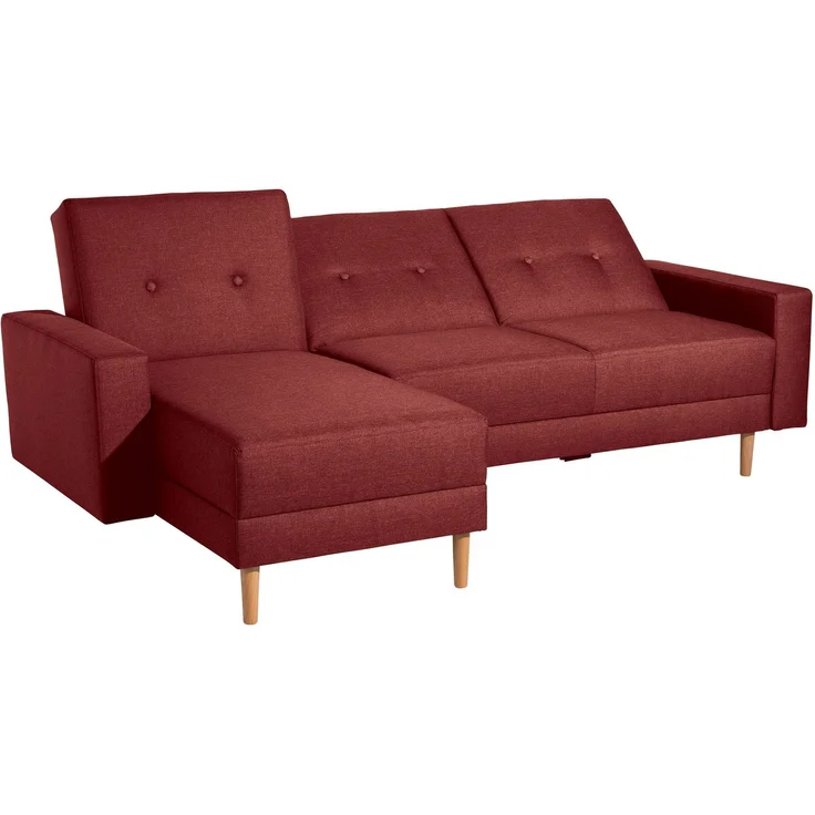 Funktionssofa mit Hocker Kattie Flachgewebe rot – Bild 5