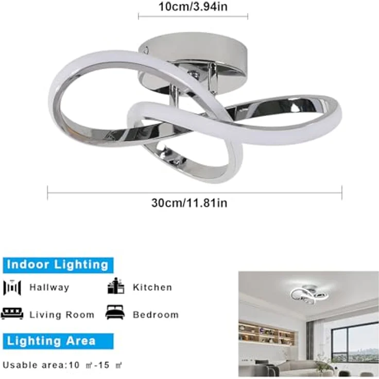 Comely LED Deckenleuchte, 30W 3300LM Deckenlampe 6500K Kaltweißes Licht, Creative Flower Form Acryl LED Deckenbeleuchtung für Schlafzimmer Wohnzimmer Esszimmer Diele – Bild 5