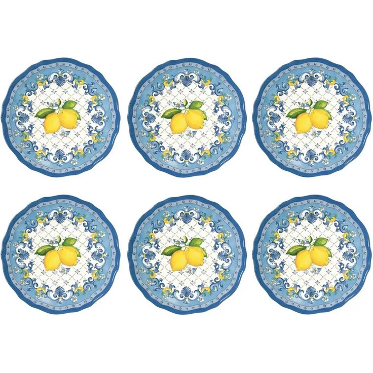 EasyLife Frühstücksteller Sorrento, Spülmaschinengeeignet, Mehrfarbig, Zitronen, H: 1.5cm