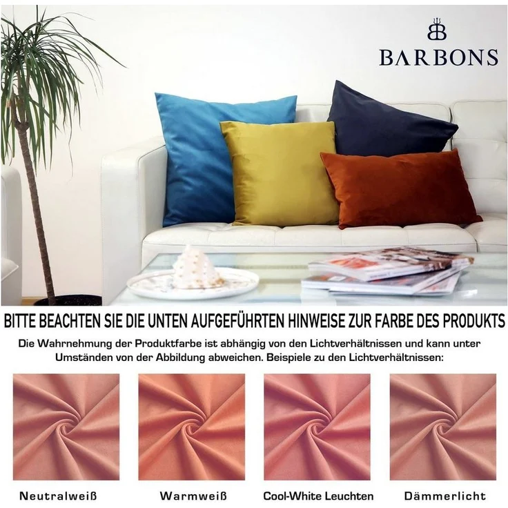 BARBONS Kissenbezug 45x45 2er Set – Samt Dekokissenbezug weiche Kissenbezüge Kissenhülle mit Reißverschluss Kopfkissenbezug (45x45, Altrosa) – Bild 3