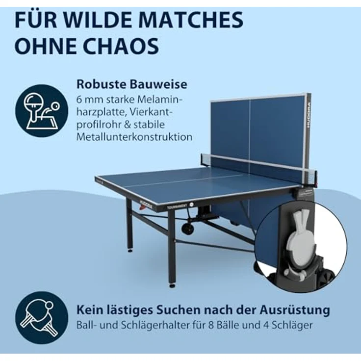Hudora 'Tournament' Tischtennisplatte, Melaminharz blau, 187 x 274 x 91 cm – Bild 9