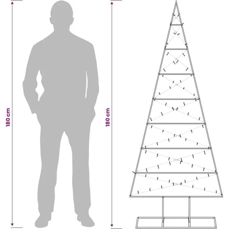 vidaXL Metall Weihnachtsbaum KUOPIO 180 cm Warmes Weiß Stahl Schwarz 42054050 – Bild 8