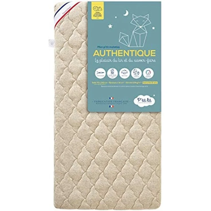 P'tit Lit Kindermatratze 70x140 cm Leinen pflanzlichen Ursprungs: natürlich klimaregulierender abnehmbarer Bezug Oeko-Tex® – Bild 2