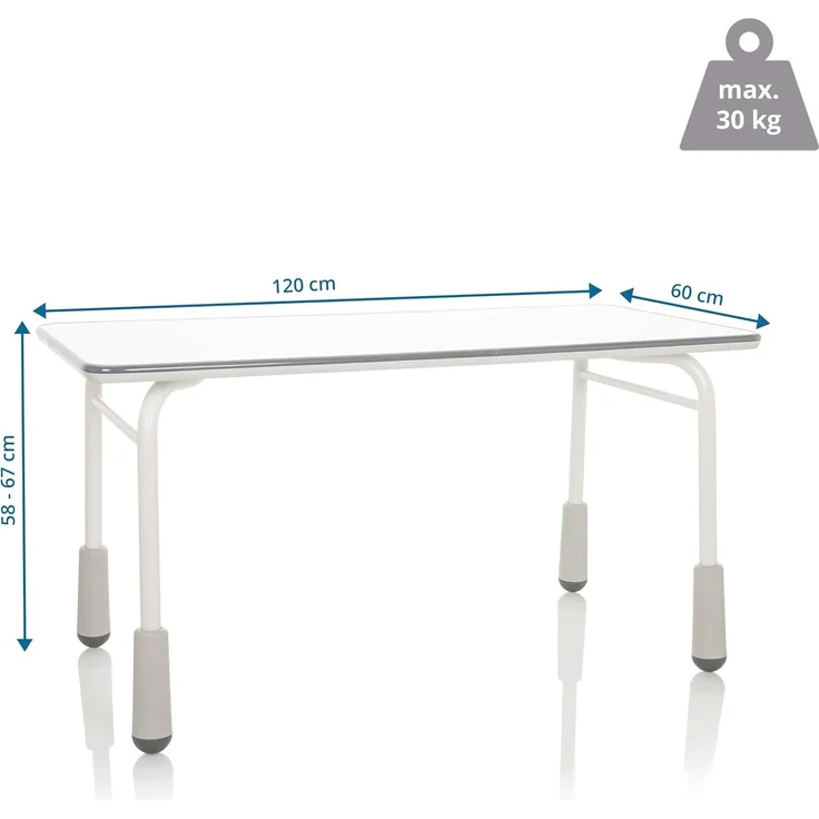 hjh OFFICE Kinderschreibtisch höhenverstellbar Kid GRO T Kinder- und Jugendschreibtisch Schülerschreibtisch 120x60 cm, Weiß/Grau 653753 – Bild 3