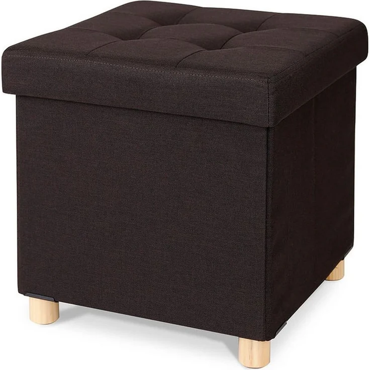 dibea Sitzhocker Klapphocker Sitzbank Aufbewahrungsbox 38 x 38 x 38 cm, braun – Bild 5