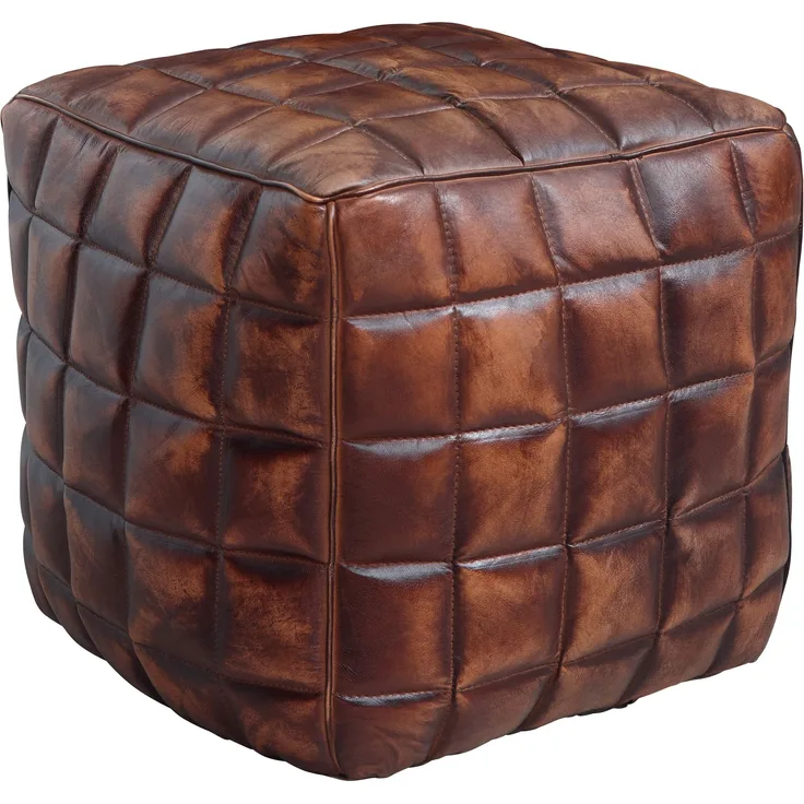 Wohnling 'Stan' Pouf, Ottomane, Sitzwürfel, Echtleder braun 39 x 41 x 39 cm