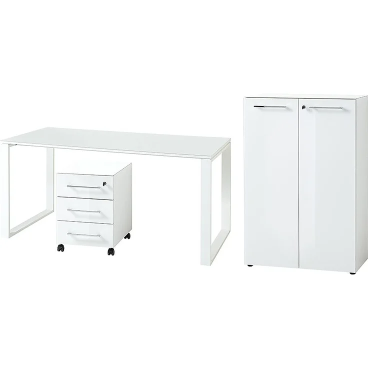 GERMANIA Bürokombination MONTERIA BHT 255x120x80 cm weiß Komplett-Büro Büro – Bild 1