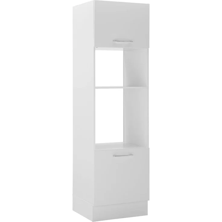 Stella Trading Turin Einbauschrank für Backofen und Mikrowelle in Weiß - Geräumiger Hochschrank Küchenschrank mit viel Stauraum - 60 x 211 x 57 cm (B/H/T)