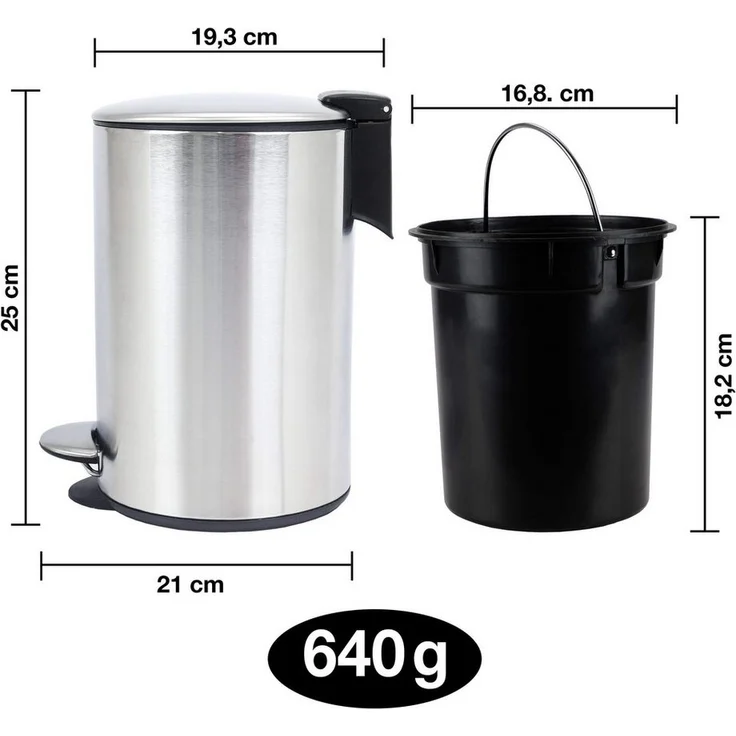 BADIONA Kosmetikeimer Bad 3 & 5 Liter Abfalleimer - Kompakt, Hochwertig, Edelstahl I Absenkautomatik I Tragegriff I Chrome pedal bin – Bild 2