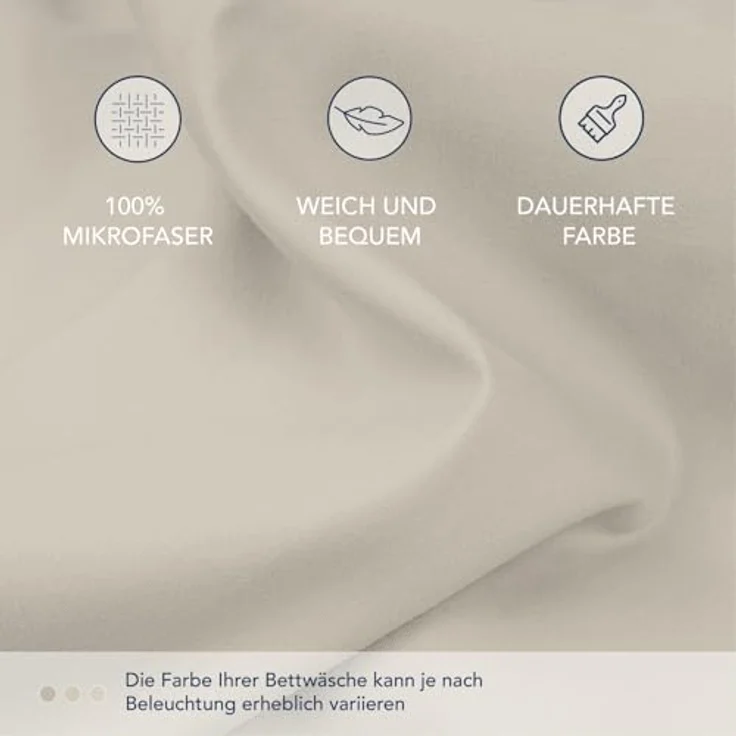 Dreamzie Spannbettlaken 90x200 cm - 35 cm Tiefe Tasche - 100% Mikrofaser Bettlaken - Beige, Schadstoffgeprüft(Oeko TEX), Bettlaken mit Gummizug – Bild 5