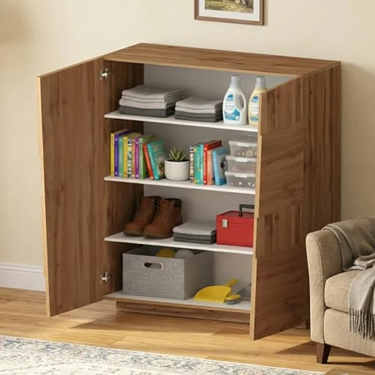 Dmora - Mehrzweckgarderobe 2-türiger Zulimo, Multifunktionsschrank, 2-türiger Schrank, 120x44h126 cm, Eiche – Bild 1