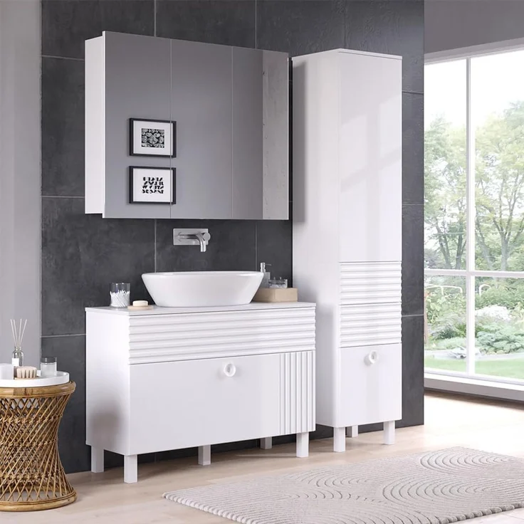 Badmöbel-Set Sola Weiß 3-teilig Vicco – Bild 2