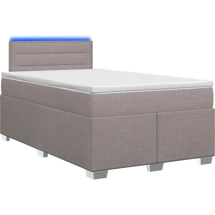 vidaXL Boxspringbett mit Matratze und LED Taupe 120 x 190 cm Stoff 3451893 – Bild 2