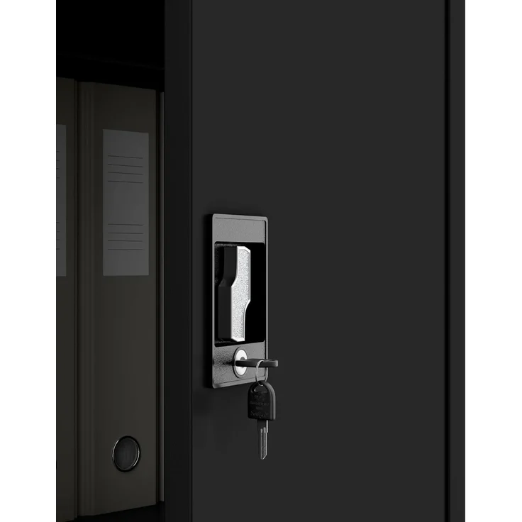 Jan Nowak Metallschrank Jan II 185 x 115 x 40 cm - Aktenschrank abschließbar mit 2 Türen, Mehrzweckschrank mit 5 Ebenen, Büroschrank aus Stahlschrank mit Pulverbeschichtung - Schwarz – Bild 8