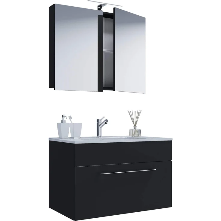 VCM Badmöbel Waschtisch Badinos 914815 Schwarz H. 109 x B. 60 x T. 46 cm – Bild 2