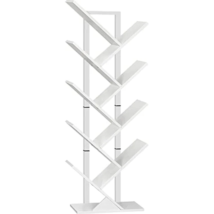 HOOBRO Bücherregal, Standregal in Baumform, bodenstehendes Bücherregal mit 9 Ebenen, Bücherregal für das Heimbüro, zur Aufbewahrung von Büchern, CDs, stark und stabil, für Wohnzimmer, Weiß EWT08SJ01G1 – Bild 2