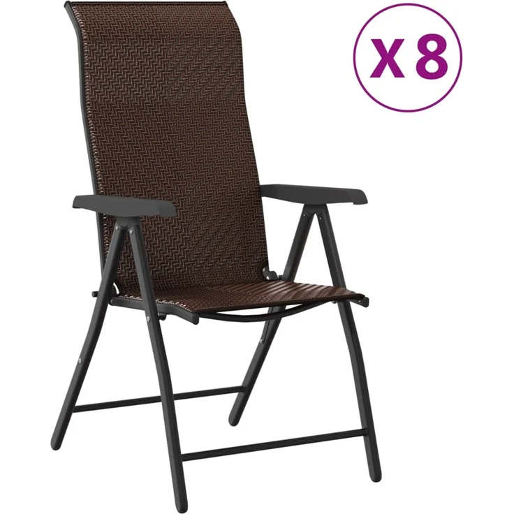 vidaXL Gartenstühle 8 Stk. Klappbar Braun Poly Rattan 3270611 – Bild 1