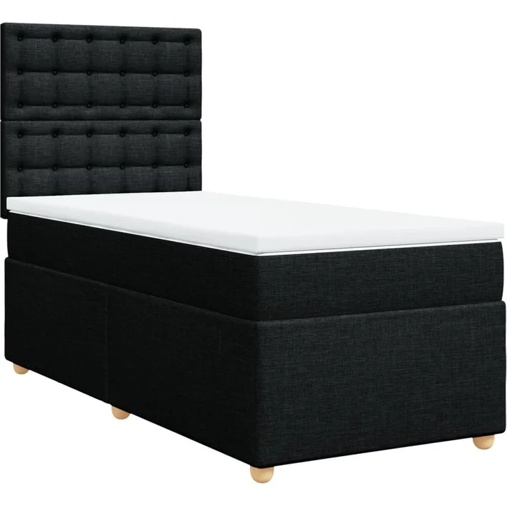 vidaXL Boxspringbett mit Matratze Schwarz 90x190 cm Stoff 3293451 – Bild 3
