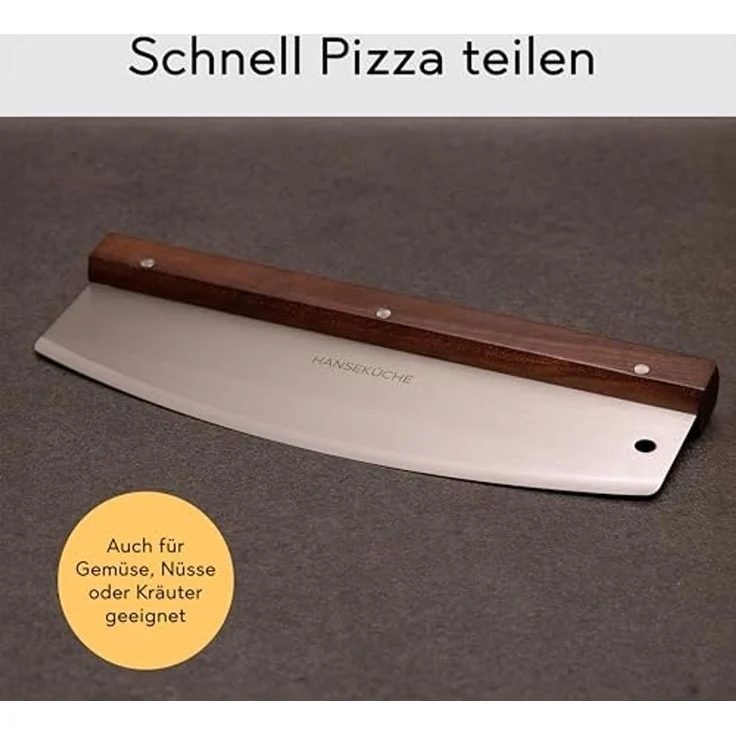Hanseküche Pizzaschneider Pizzaschneidemesser mit Klingenschutz, 32cm Edelstahl Klinge - Stilvoller Griff aus Akazienholz – Bild 4