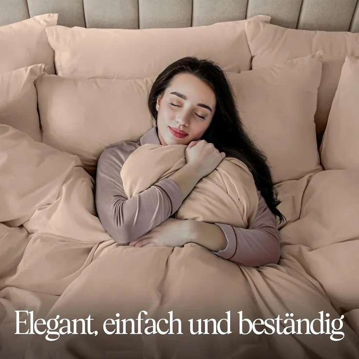 Utopia Bedding Bettwäsche Set - Mikrofaser Bettbezug 230x220 cm + 2 Kissenbezüge 50x75 cm - Beige – Bild 10