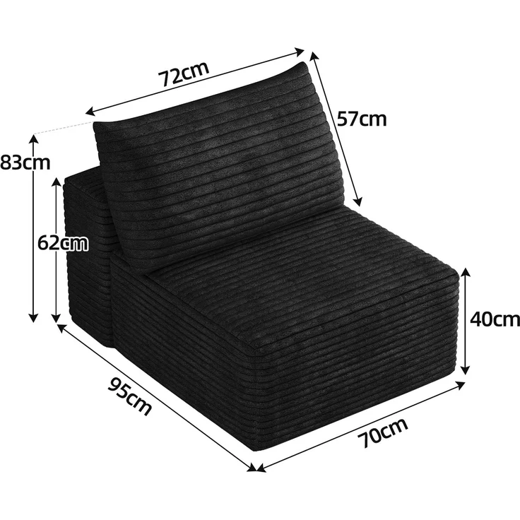 ZUBALIYA SchlafSofa mit Cordbezug, modular aufgebaut, ohne aufwendige Montage, für Wohnzimmer und Apartments – Bild 4