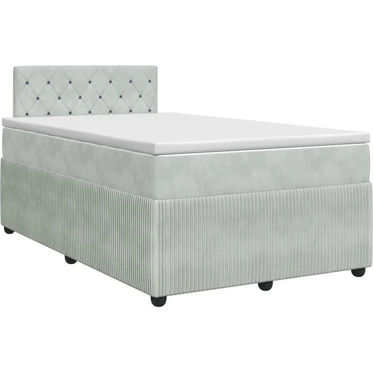 vidaXL Boxspringbett mit Matratze Hellgrau 120 x 200 cm Samt 3451649 – Bild 2