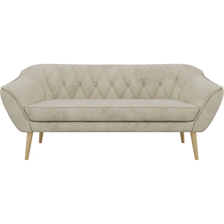 Sofa, Wohnzimmersofa PIRS 3, Skandinavisches Sofa 3-Sitzer, Sofa mit Wellenfederung, Buche Füße, Breite 180 cm Hoher Sitzkomfort - Beige Velvet – Bild 7