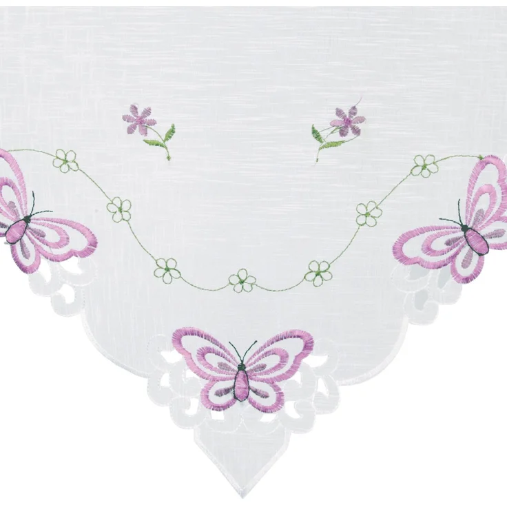ARSVITA Fenstergardine mit Stickerei, Blumen oder Schmetterlingen bestickte 35x40cm Fensterbild, in vielen verschiedenen Designs verfügbar (Farbe: Violett - Lila) – Bild 4