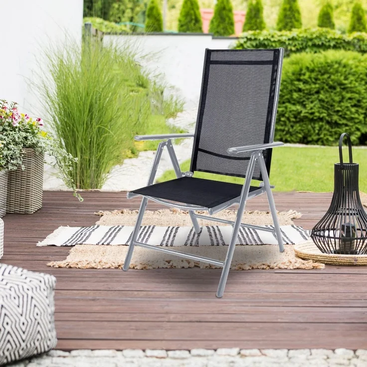 Casaria® Gartenstühle 3er Set Hochlehner Klappbar 8-Fach Verstellbar Camping Stuhl Aluminium Wetterfest Klappstuhl 120kg Belastbarkeit Garten Balkon – Bild 2