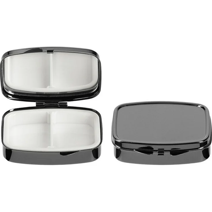 kwmobile Pillendose 2x Edelstahl Tablettenbox mit 2 Fächern - 5,5 x 4 x 1,5cm (1 St), Pillendose klein Tablettendose Tragbare Pillenbox Medikamentenbox Dose – Bild 3