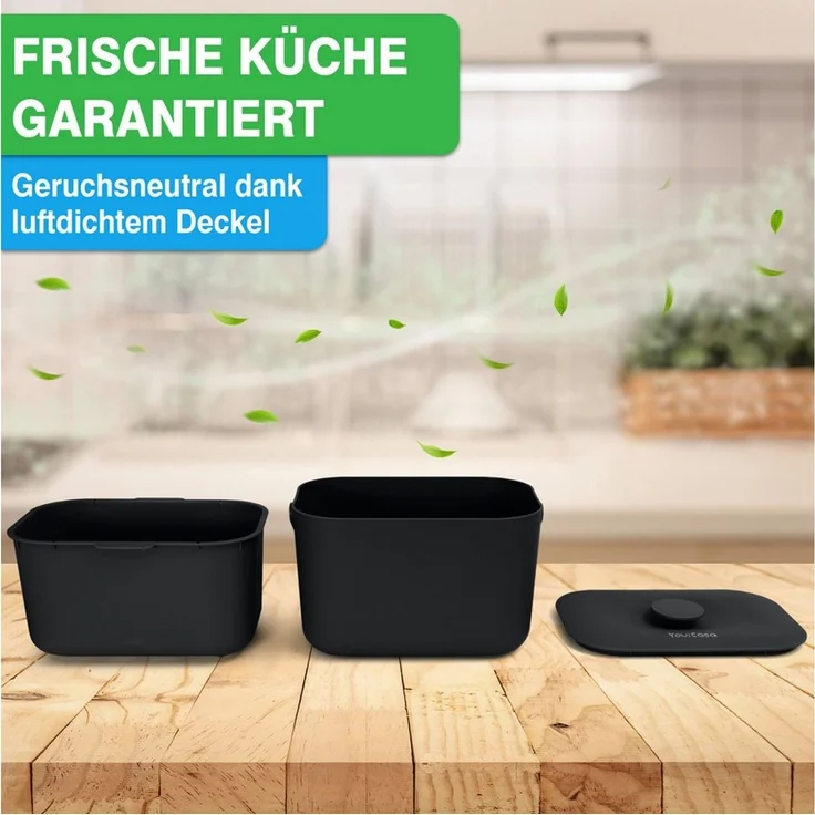 YourCasa Biomülleimer Küche 5L - Komposteimer Küche mit Sieb Spülmaschinenfest, Fassungsvermögen 5L, Spülmaschinenfest – Bild 3