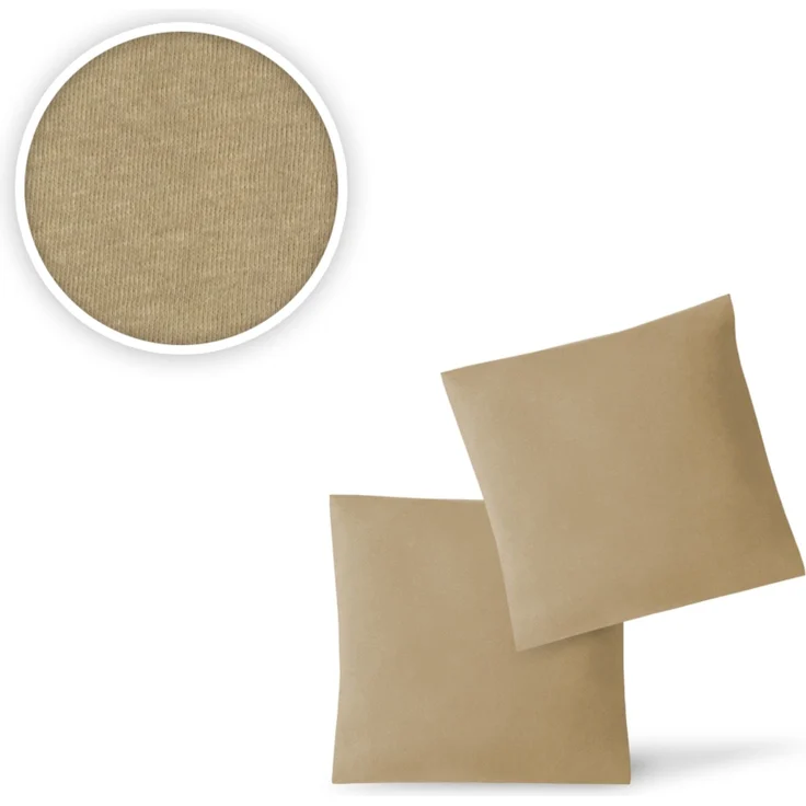 Jersey Kissenbezug, 2er Set, Baumwolle, Sand, 80x80 cm – Bild 2