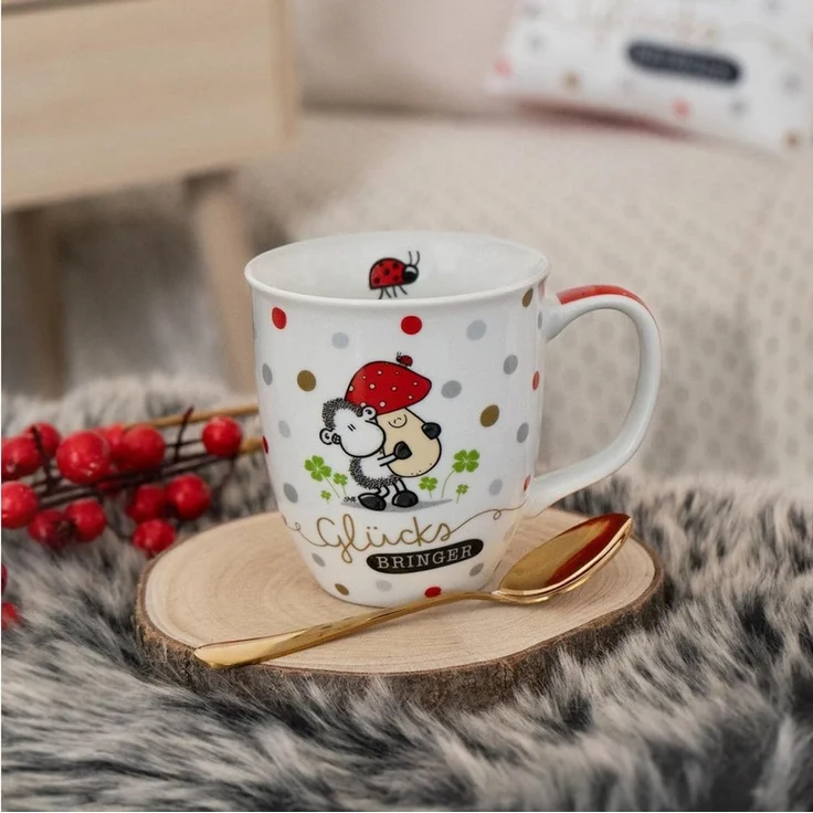 Tasse Kaffeetasse Kaffeebecher Teetasse 40cl Geschenk Sheepworld GLÜCK 70096 – Bild 2
