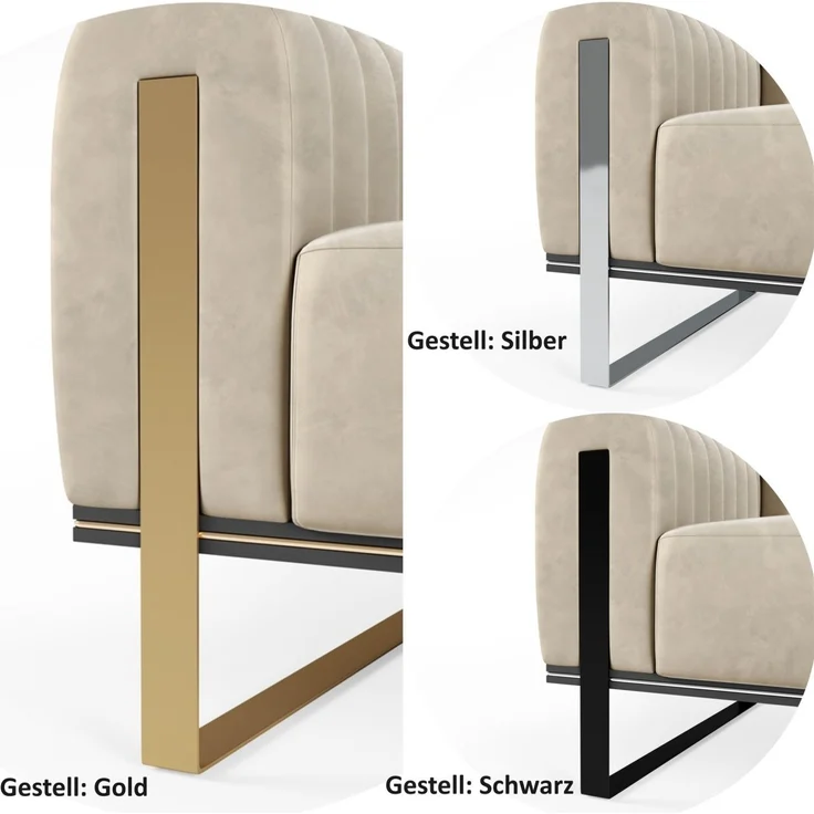 Sofa Designersofa VALERIE 3-Sitzer in Stoff Elisa Velvet Altrosa – Bild 6