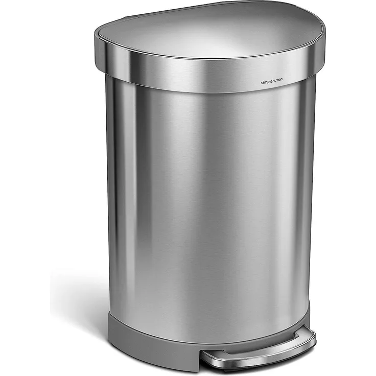 Simplehuman 60L halbrunder Pedalbehälter, gebürsteter Edelstahl