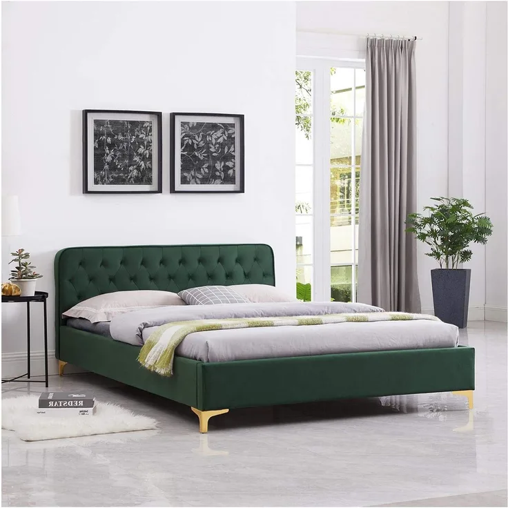 CARO-Möbel Polsterbett GLAMOUR, Polsterbett Doppelbett 140x200 cm Bettgestell Rahmen Samtbezug Barocks
